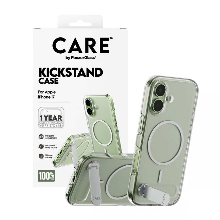 PanzerGlass CARE by ® Feature Case Transparent w. Kickstand & MagSafe iPhone 17 mobiliojo telefono d – 5