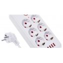 Power strip with 6 sockets, MCE389 W 4xUSB-A 1xUSB-C 110-240V, AC 50/60Hz, 2.1A max 2500W white Power strip with 6 sockets, MCE389 W 4xUSB-A 1xUSB-C 110-240V, AC 50/60Hz, 2.1A max 2500W white