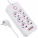 Power strip MCE391 W 6 sockets 4xUSB 110-240V AC 50/60Hz, 2.1A max 2500W, white Power strip MCE391 W 6 sockets 4xUSB 110-240V AC 50/60Hz, 2.1A max 2500W, white