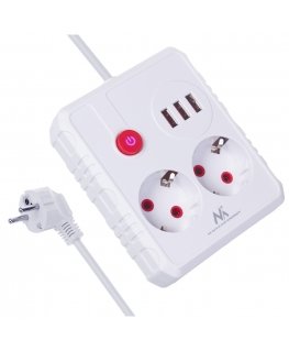 Toitepesa, MCE388 W, 2 pistikut 3xUSB, 110-240V AC 50/60Hz, 2.1A max 2500W, 3m valge
