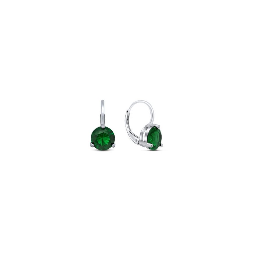 Brilio Silver Brilio Silver Earrings with Green Zirconia EA303WG