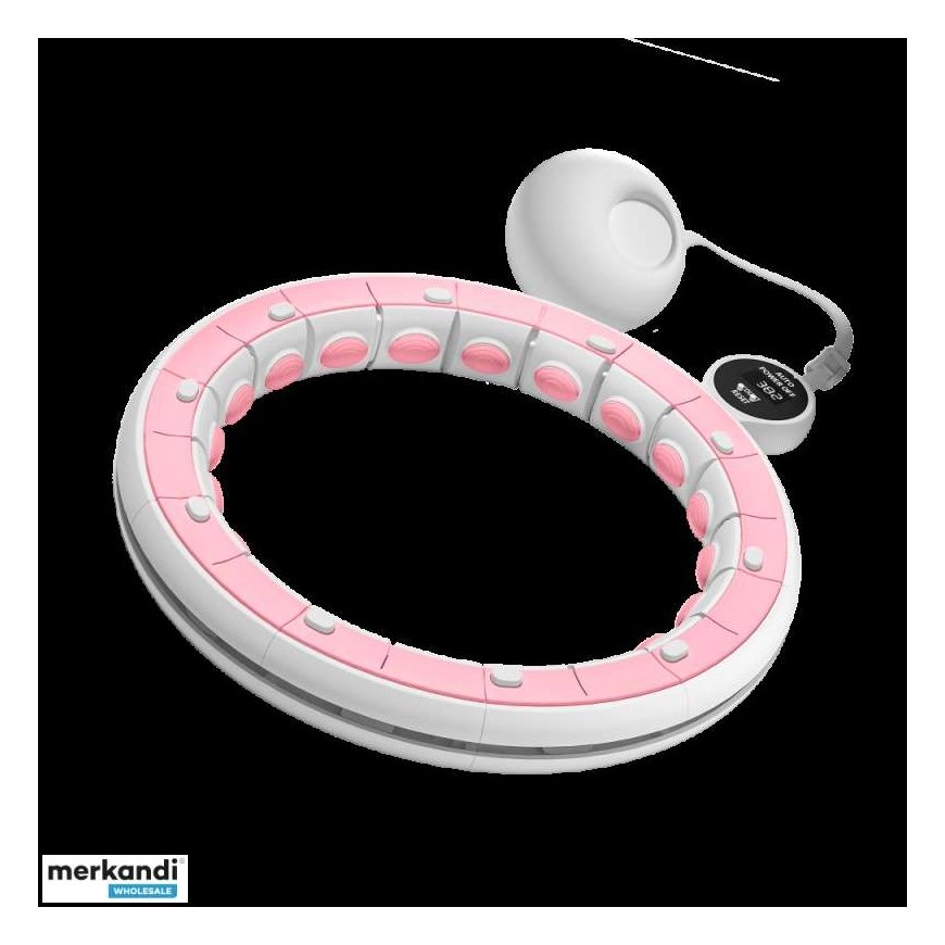 Smart Hula Hoop weight loss hoop with a counter, protrusions, and weight 50cm, pink, REBEL ACTIVE