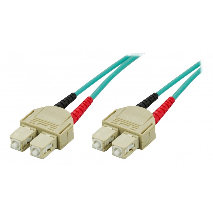 Deltaco Kuitukaapeli, SC - SC, 50/125, OM3, duplex, multimode, 0,5m