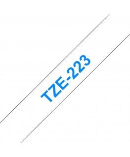 Brother TZE-223 etikečių juostelė Mėlyna ant balto paviršiaus