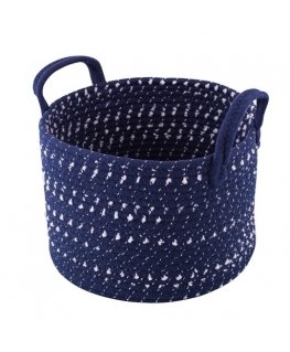 Blue Woven basket, 28x28x20 cm, navy blue