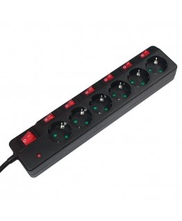 LogiLink LPS233 jatkojohto 1,5 m 6 AC-pistorasia(a) Sisätila musta