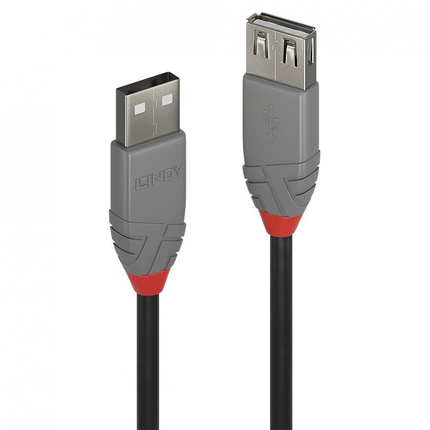 Lindy 36703 USB kabelis USB 2.0 2 m USB A Melns, Pelēks