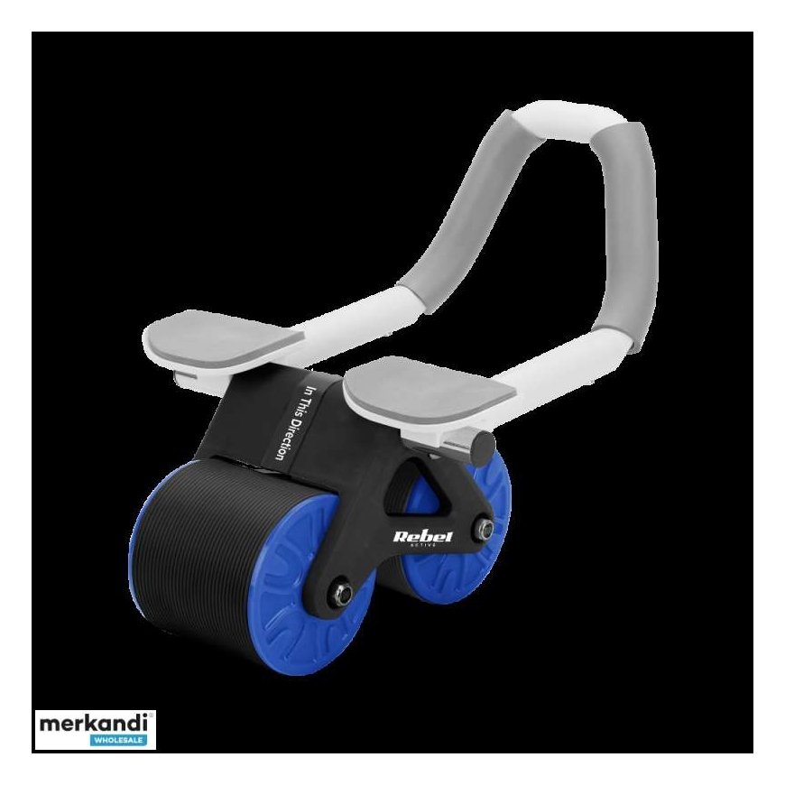 Abdominal muscle exercise device with timer, AB roller Wheel AB-3, color black-blue, REBEL ACTIVE. – 2