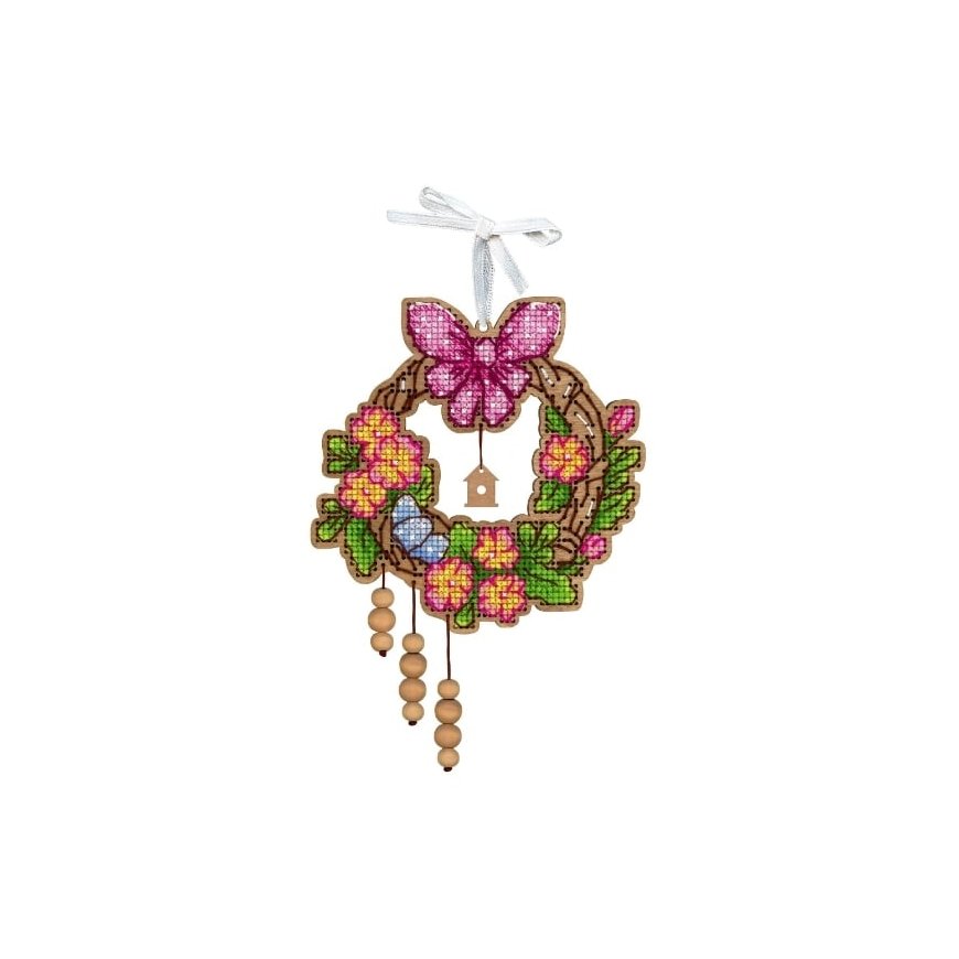 Beldizart Cross Stitch on Wooden Base "Easter Wreath 2" 12*12 cm SO-122 – 2