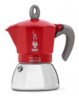 Bialetti Moka Induktion Mokkapannu 0,28 L Punainen, Ruostumaton teräs