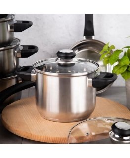 Emilio high stainless steel pot, 2.3L, 16cm, with glass lid