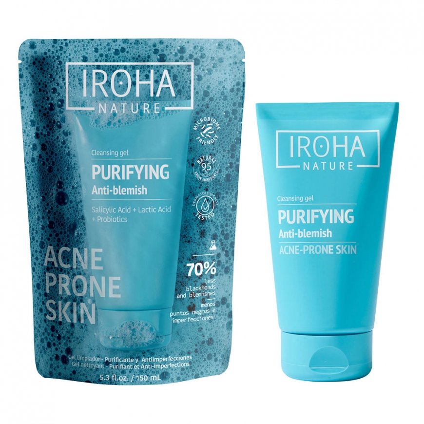 Iroha gelis valiklis 150 ml, skirtas linkusiai į spuogus odai
