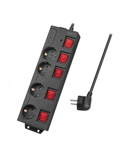 LogiLink LPS251 pikendusjuhe 1,5 m 4 vahelduvvoolu kontakt Hoonesisene Must