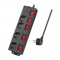 LogiLink LPS251 pikendusjuhe 1,5 m 4 vahelduvvoolu kontakt Hoonesisene Must