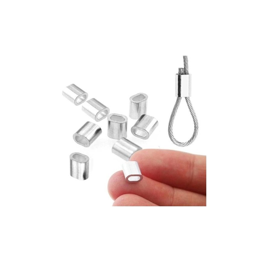 Folding cable terminal - for 5 mm cable - 10 pcs - oval aluminum sleeve – 2