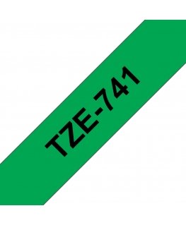 Brother TZE-741 этикеточная лента Черный на зелёном TZ