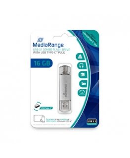 MediaRange MR935 USB atmintukas 16 GB USB Type-A / USB Type-C 3.2 Gen 1 (3.1 Gen 1) Sidabras