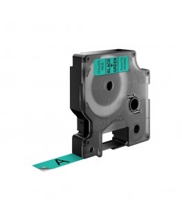 DYMO D1 Standard - Black on Green - 12mm etikečių juostelė Juoda ant žalios