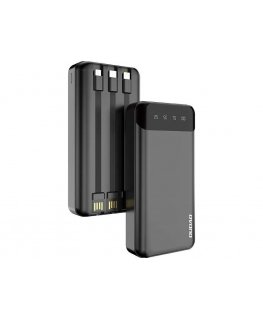 DUDAO capacious powerbank with 3 built-in cables 20000mAh USB Type C + micro USB + Lightning black ( K6Pro+)