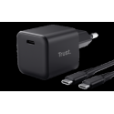 Lādētājs Trust Maxo Ultra-small 65W GaN USB-C Black + 2m cable Lādētājs Trust Maxo Ultra-small 65W GaN USB-C Black + 2m cable