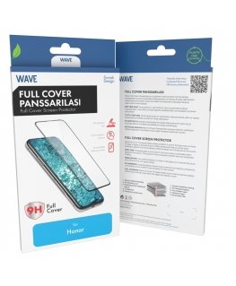Wave Full Cover Panssarilasi, Honor X5c Plus, melns rāmis
