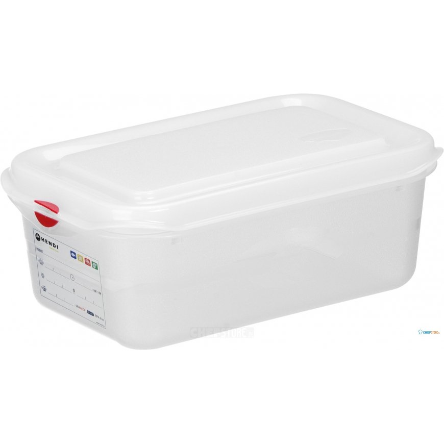 Hendi Food Container GN 1/4 with Lid and Label 2.8 l 265x162x100 mm