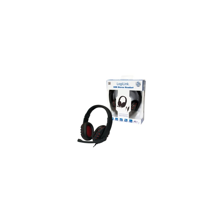 LogiLink HS0033 headphones/headset Wired Head-band Calls/Music Black, Red – 3