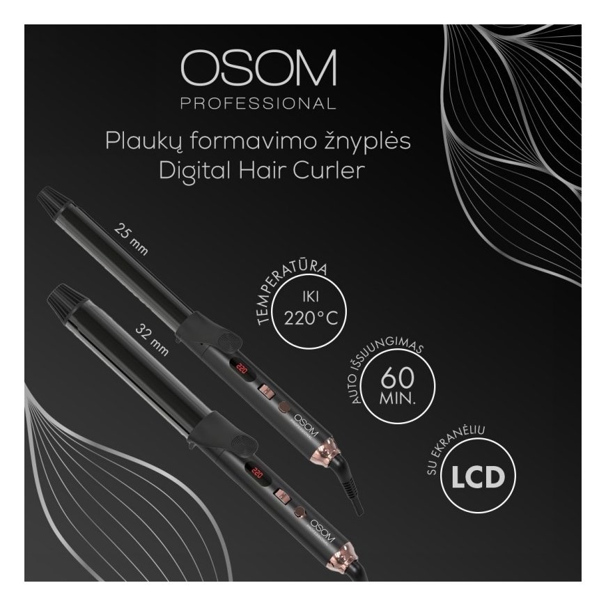 Plaukų veido formētāji OSOM Professional Double Barrel Waver Iron OSOMP8702, plāksnīšu viļņa diametrs 25 mm – 2