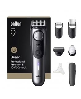 Braun BeardTrimmer 9 BT9520 habemetrimmer Patarei 52 2 cm Märg ja kuiv Must, Hall