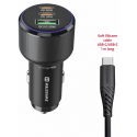 Swissten PD 2x USB-C / USB Automašīnas Lādētājs 95W ar USB-C - USB-C Kabeli 1m Swissten PD 2x USB-C / USB Automašīnas Lādētājs 95W ar USB-C - USB-C Kabeli 1m