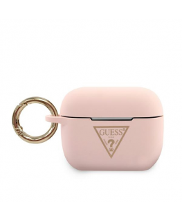 Guess GUACAPLSTLPI AirPods Pro cover pink Silicone Triangle Logo