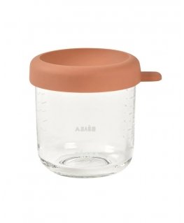 BEABA stiklinis indelis su dangteliu, terakota, 150 ml