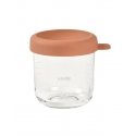 BEABA stiklinis indelis su dangteliu, terakota, 150 ml BEABA stiklinis indelis su dangteliu, terakota, 150 ml