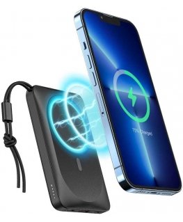 Išorinė baterija POWER BANK VEGER (VP1151) 10000mAh su belaidžiu įkrovikliu (Magsafe 15W) balta