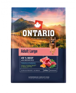 Barība suņiem – Ontario Adult Large, Beef and Brown Rice, 2,25 k