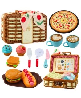 Lean Toys Picnic Basket Set Braided Food Accessories 33 pcs.