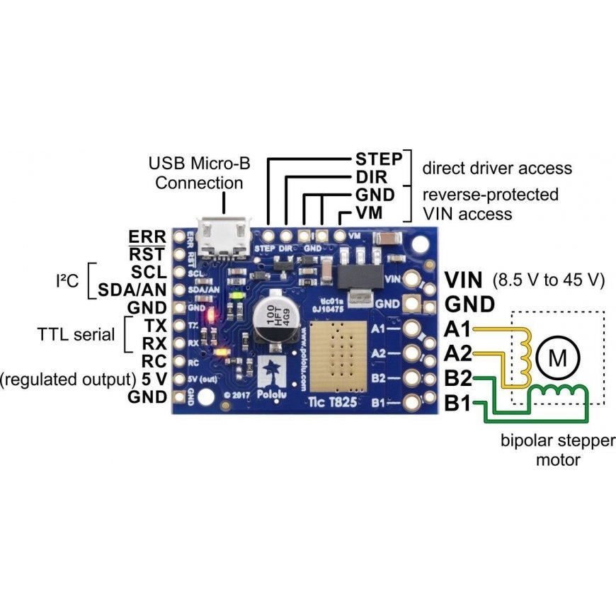 Tic T825 - USB Stepper Motor Controller 45V/2.5A - Pololu 3131 – 2