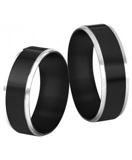 Troli Plieninis must musta ring with silver edge