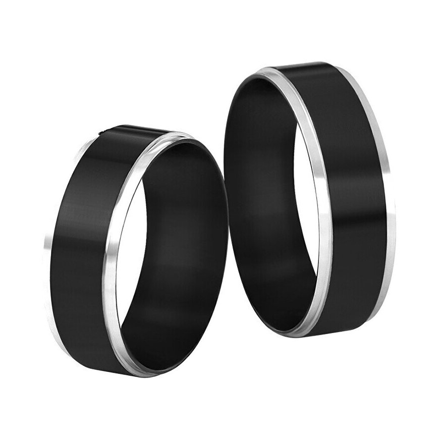 Foldable Black Ring with Silver Trim