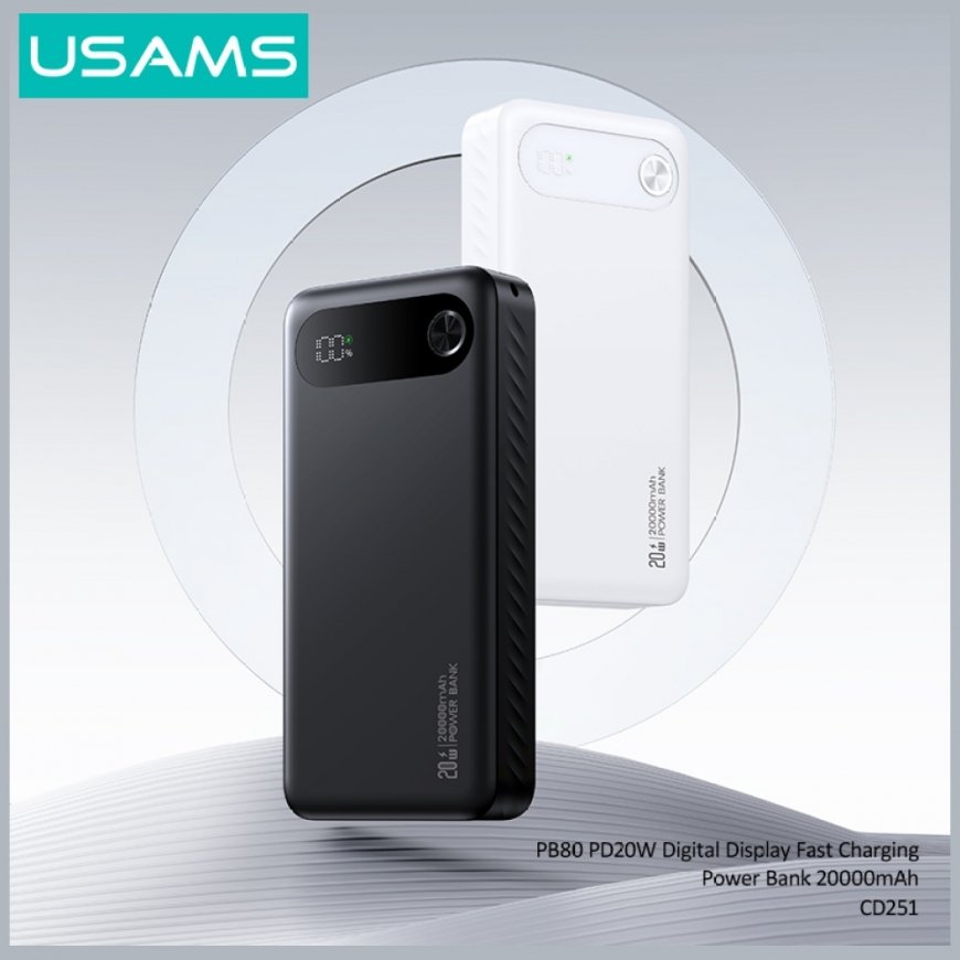 Powerbank USAMS PB80 PD20W 20000mAh balts
