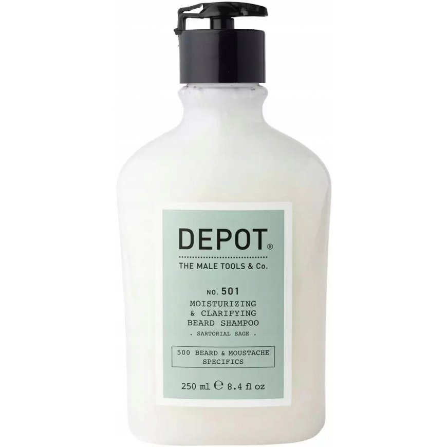 Depot NO. 501 Mitrinošs un Barojošs Bārdu Šampūns Sartorial Sage 250ml – 2