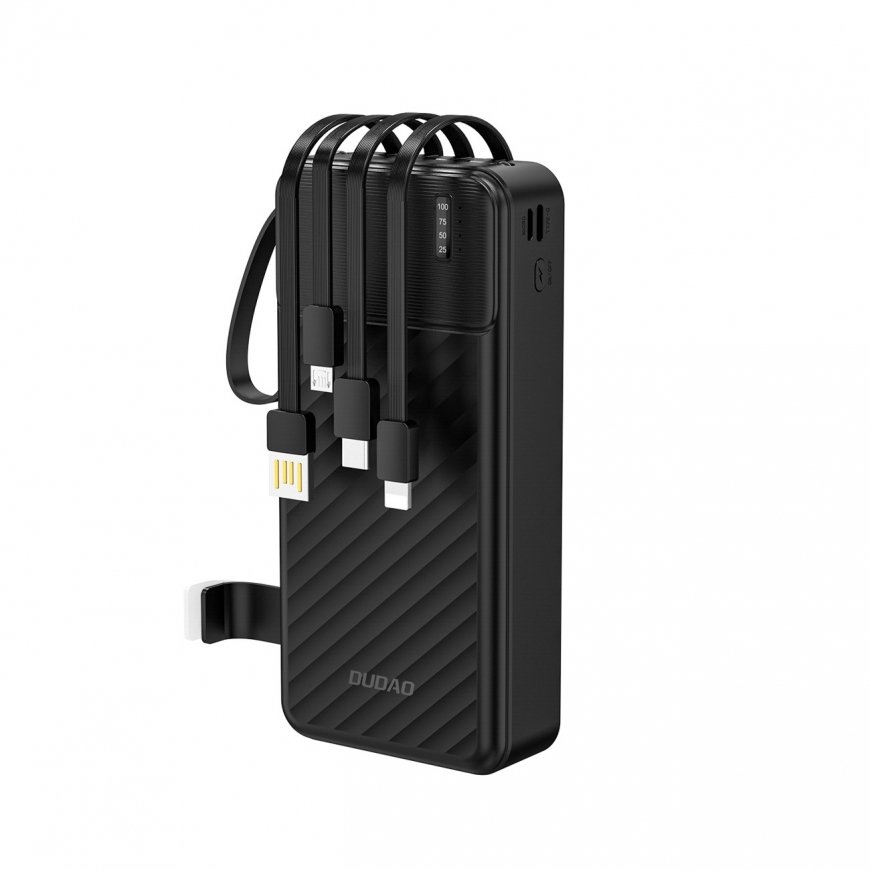 Dudao K11 Pro 20000mAh Powerbank integreeritud kaablitega - must värv
