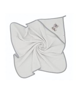 Baby Ono Bocioland dvipusē kokvilnas dvielelis ar kapuci 100x100 pelēks vilks BL226