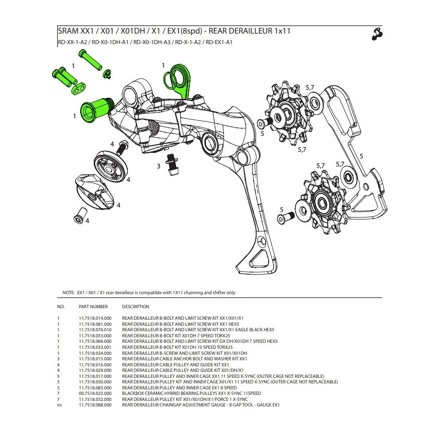 SRAM XX1 Rear Derailleur Pulley | 11 Speed – 2