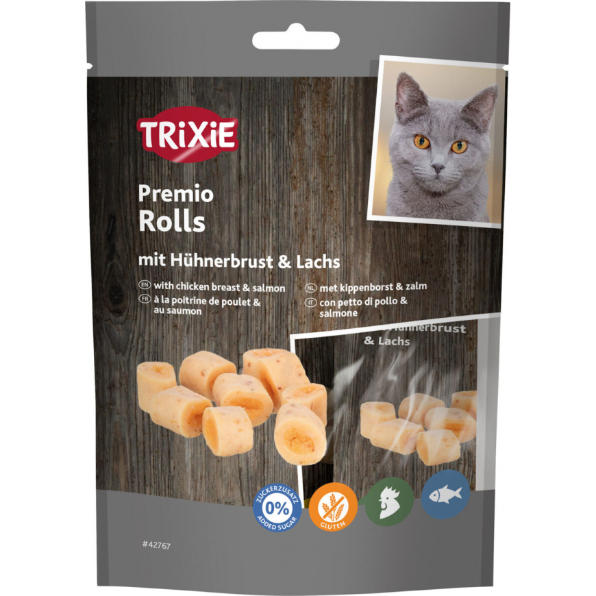 Gardumi kaķiem - Trixie Premio Rolls with Chicken Breast & Salmo