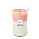 WoodWick Blooming Orchard Trilogy Large Jar vaska svece Apaļš Persiks, Rozā, Balts 1 pcs