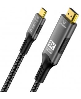 PremiumCord USB-C uz HDMI kabelis 2m 8K@60Hz, 4K@144Hz Alumīnijs