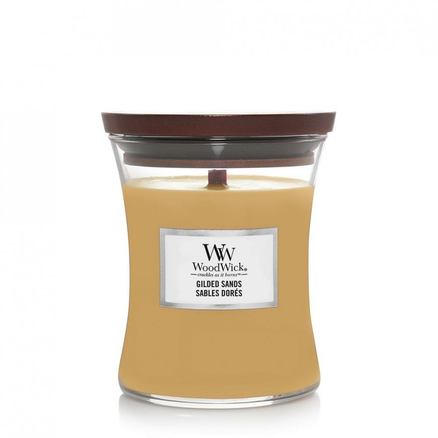 WoodWick Gilded Sands vaško žvakė Cilindras Gintaras, Fig wood, Medienos Rusvai gelsvas 1 vnt