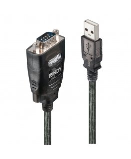 Lindy 42686 sarjakaapeli musta 1,1 m USB A-tyyppi DB-9