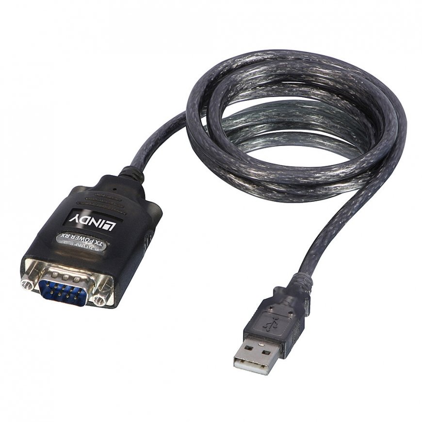 Lindy 42686 seriālais kabelis Melns 1,1 m USB Type-A DB-9 – 2